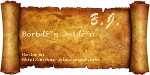 Borbás Jolán névjegykártya